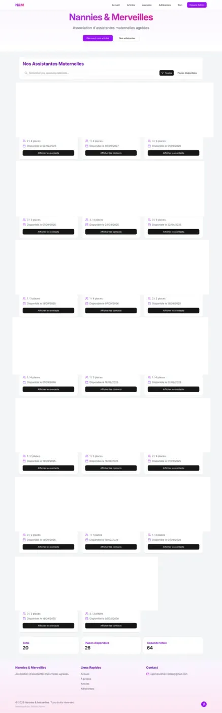 Page adhérent du site Nannies & Merveilles
