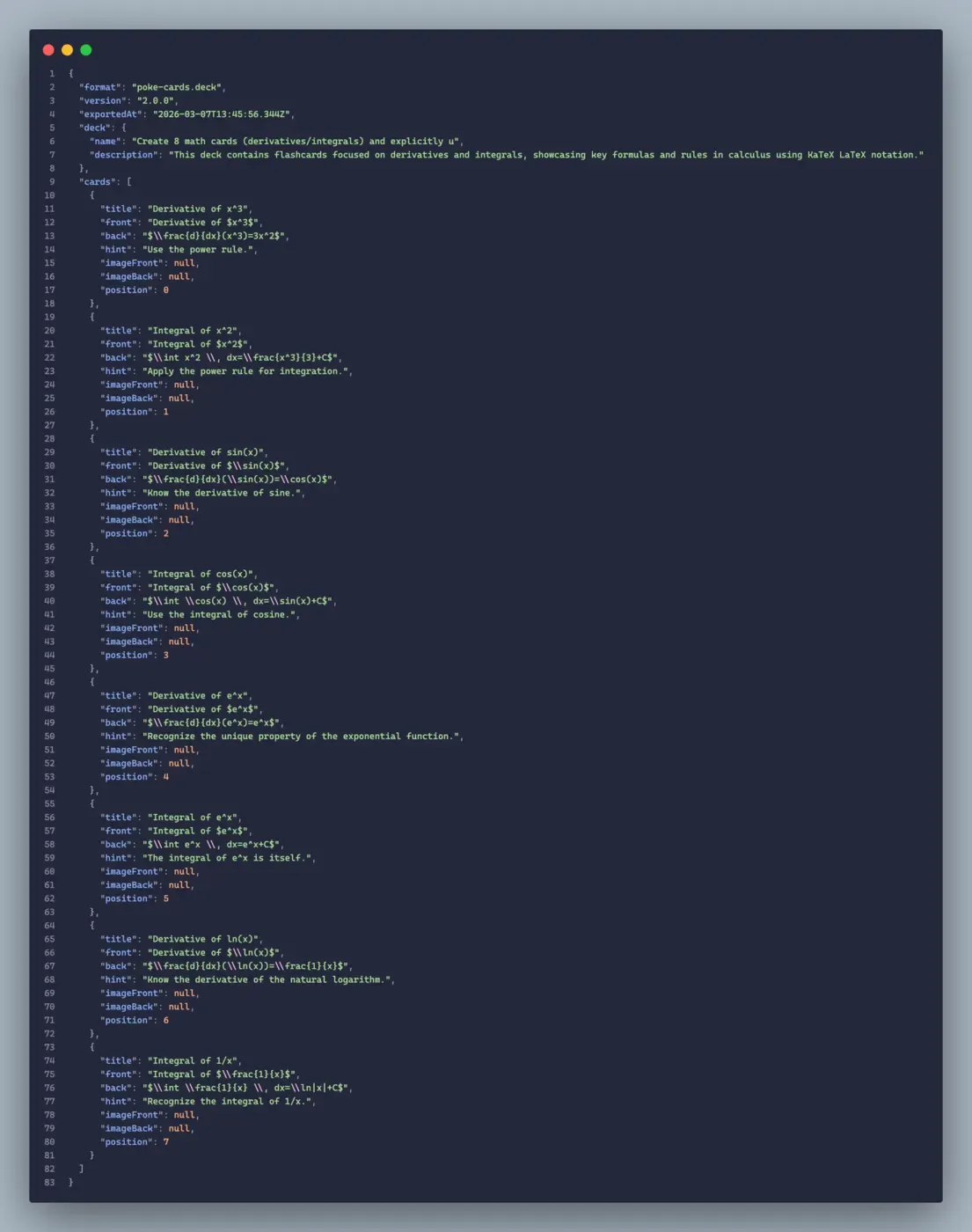 Import/export JSON des decks pour transfert de données