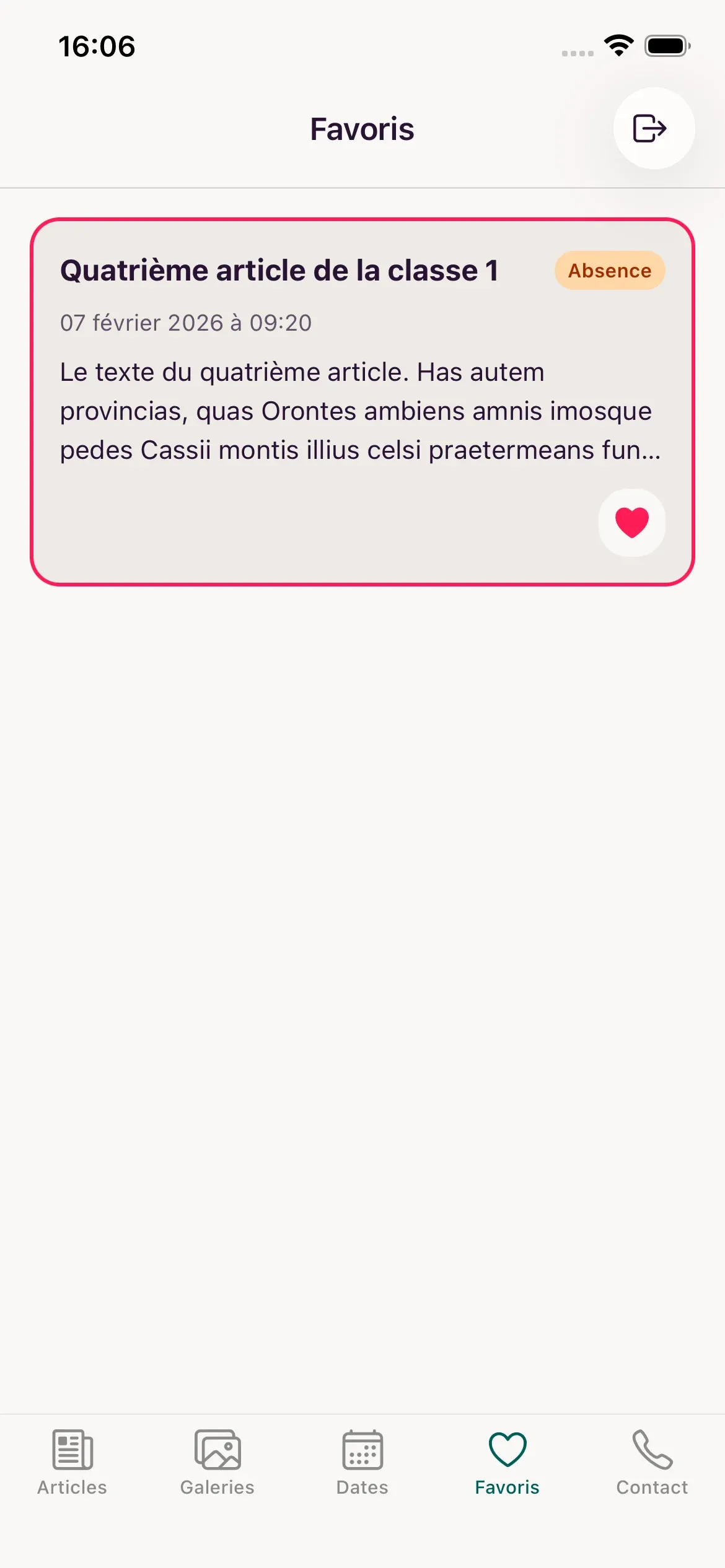 Liste des favoris persistants