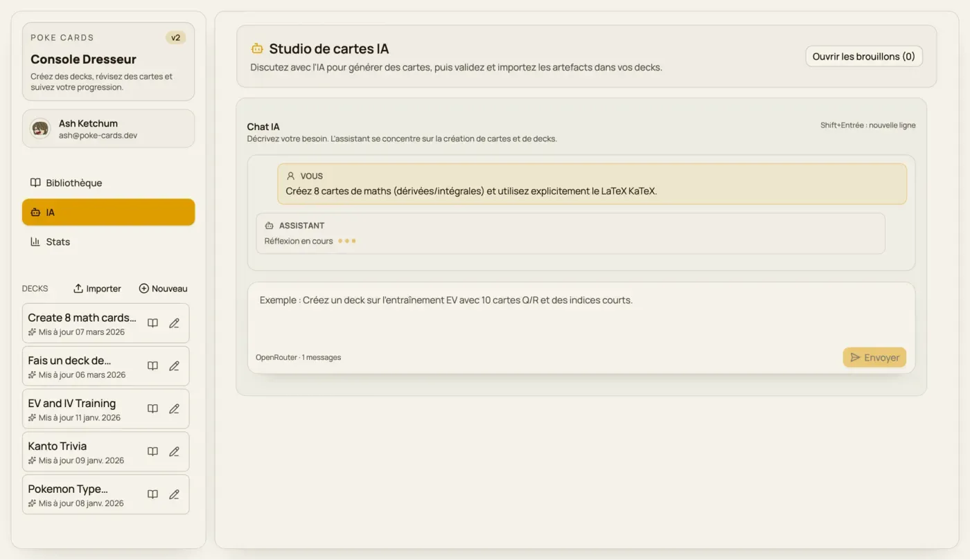 Assistant IA en cours de génération de cartes
