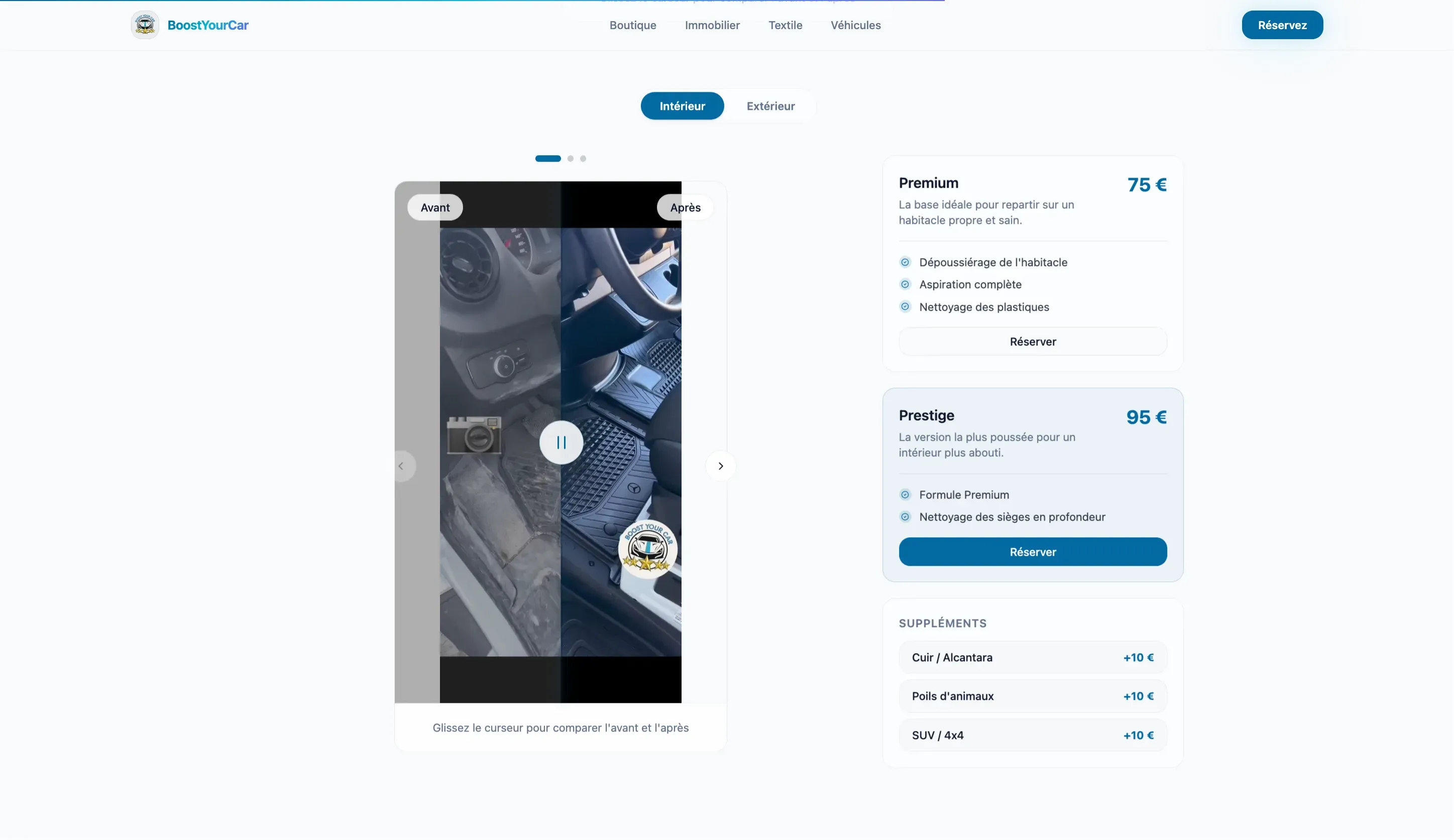 Détail du nettoyage intérieur BoostYourCar