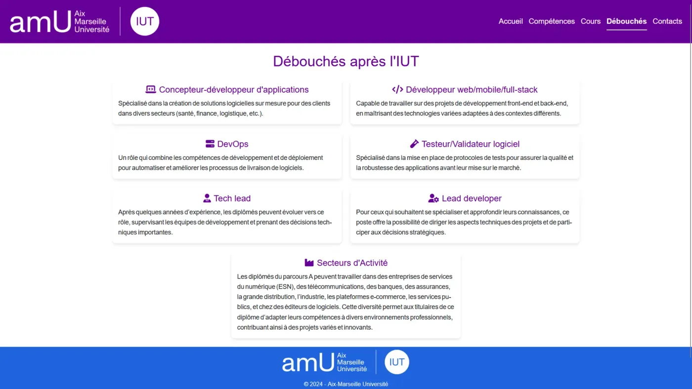 Page des débouchés