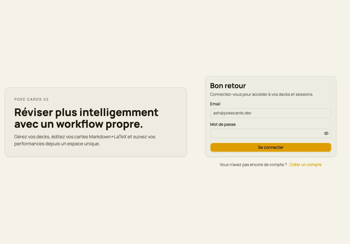 Écran de connexion utilisateur