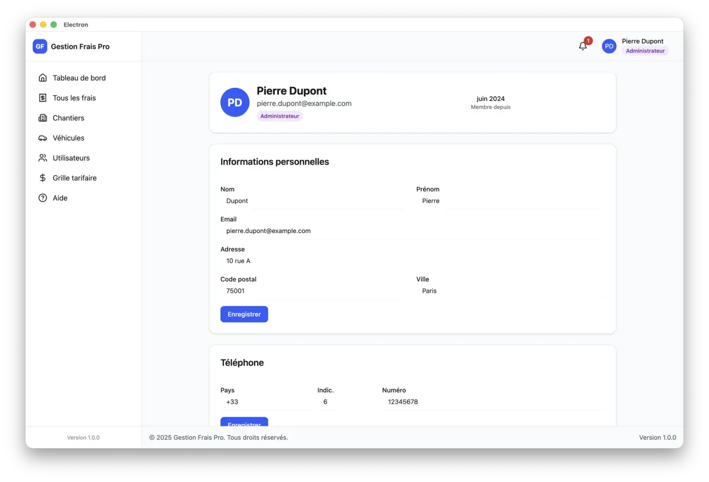 Page de profil utilisateur
