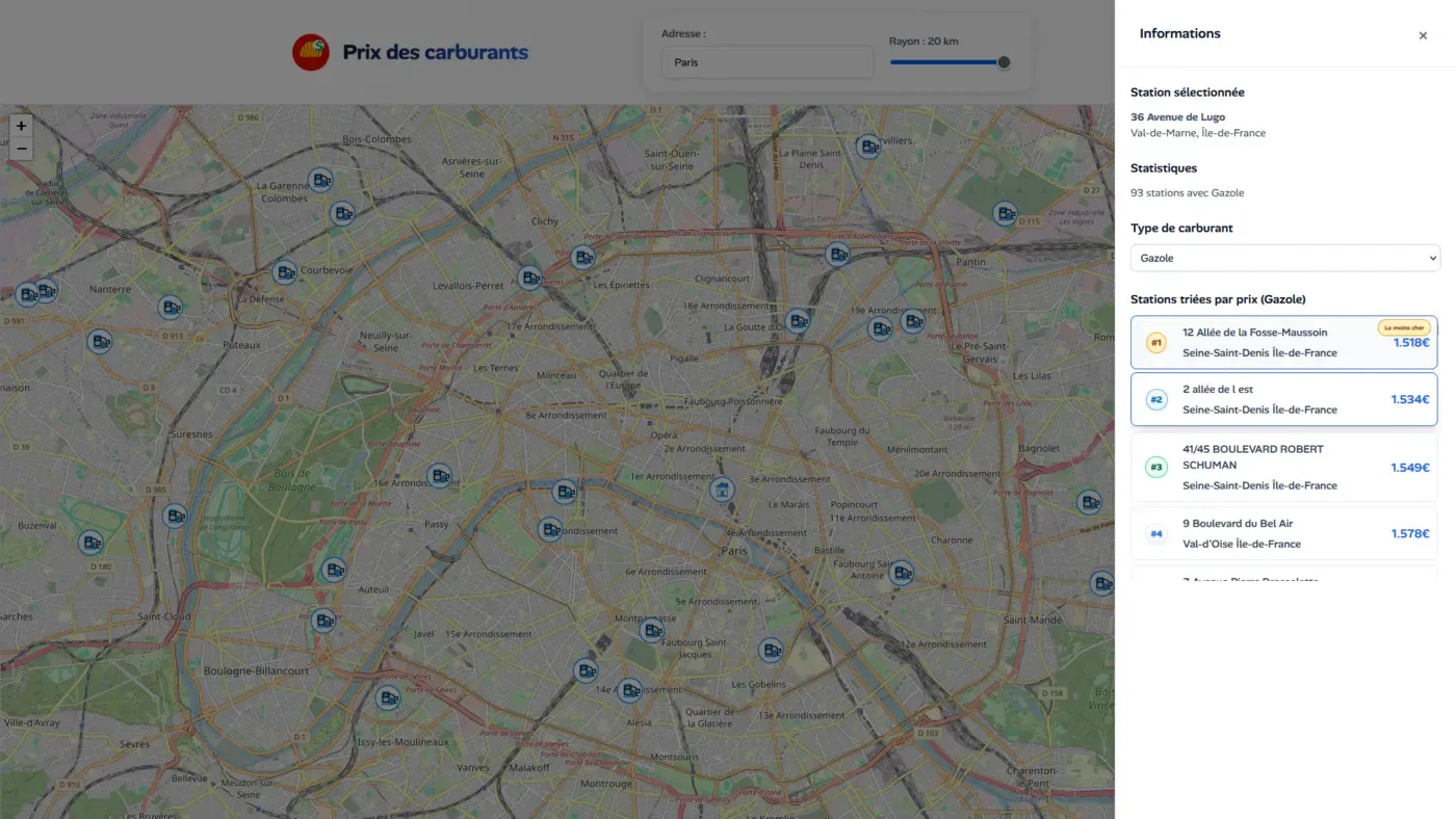 Sidebar avec filtres