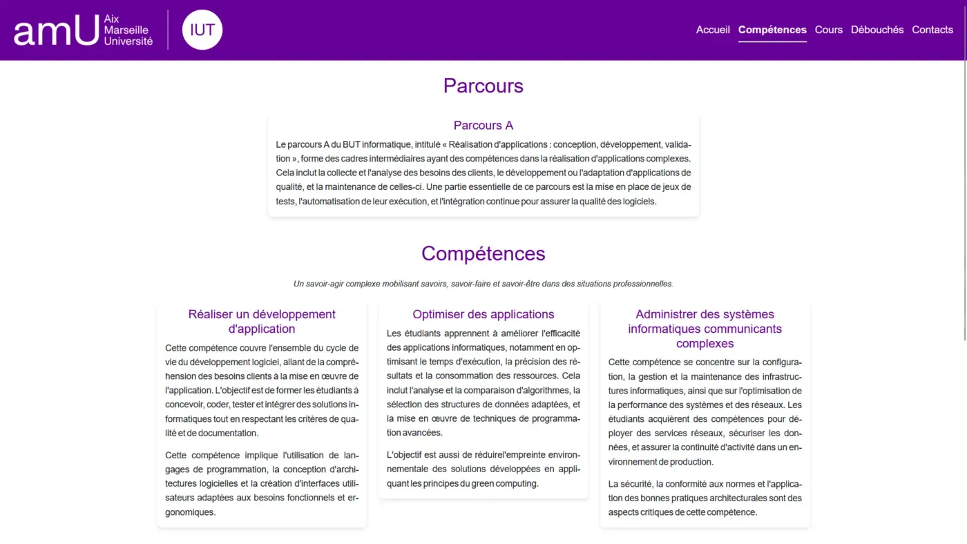 Page des compétences